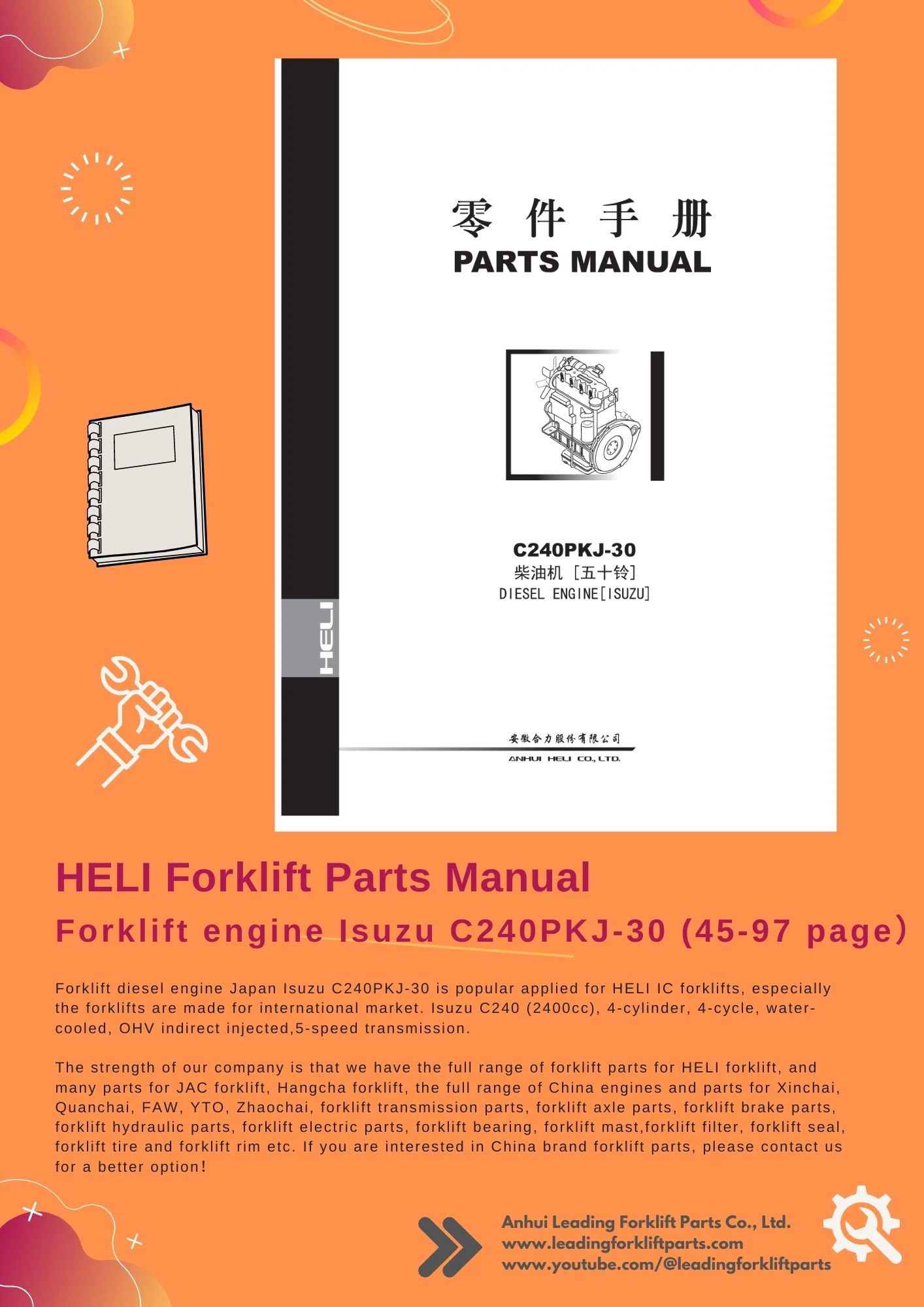 HELI FORKLIFT ENGINE PARTS MANUAL C240