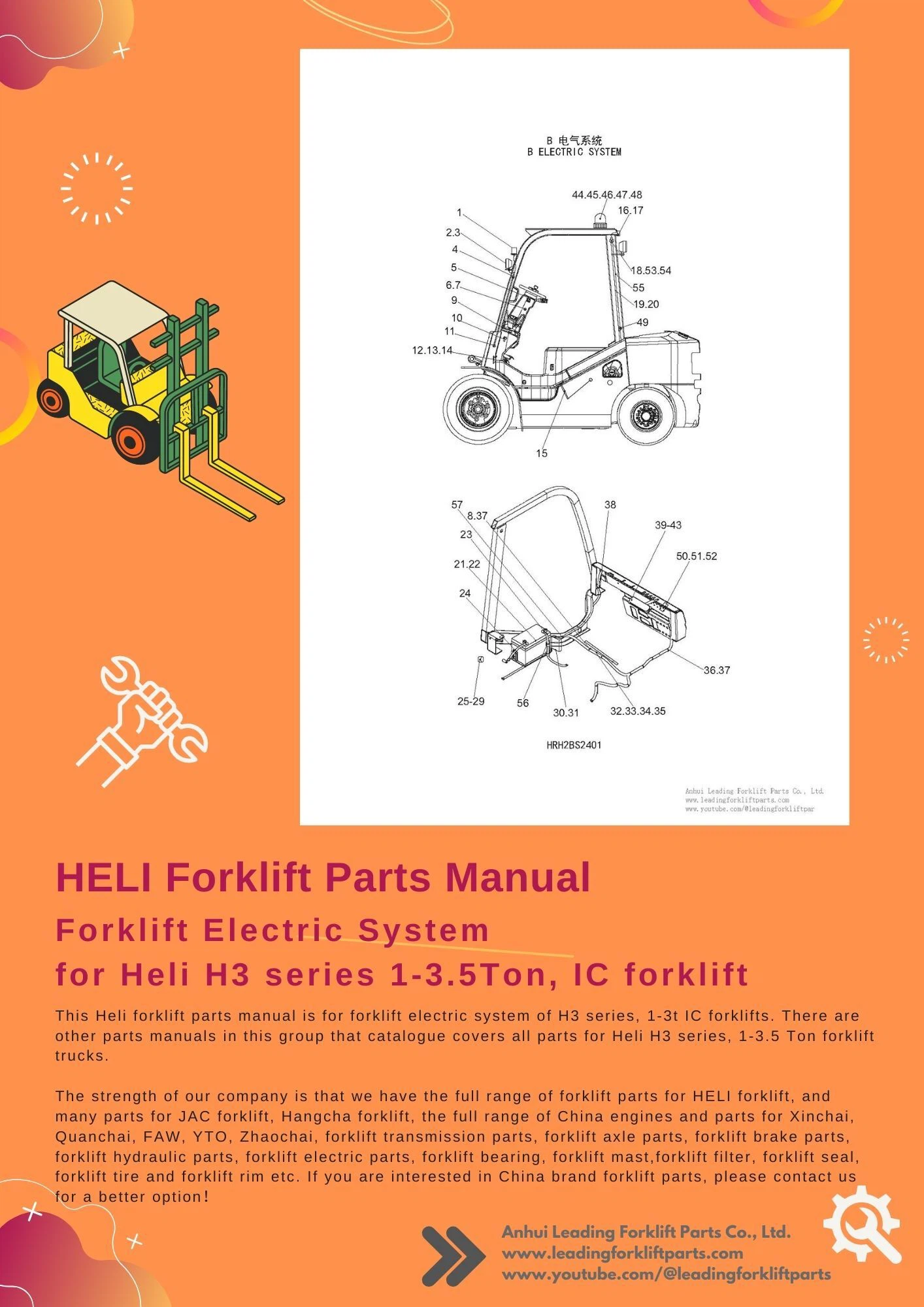 HELI forklift parts manual electric parts