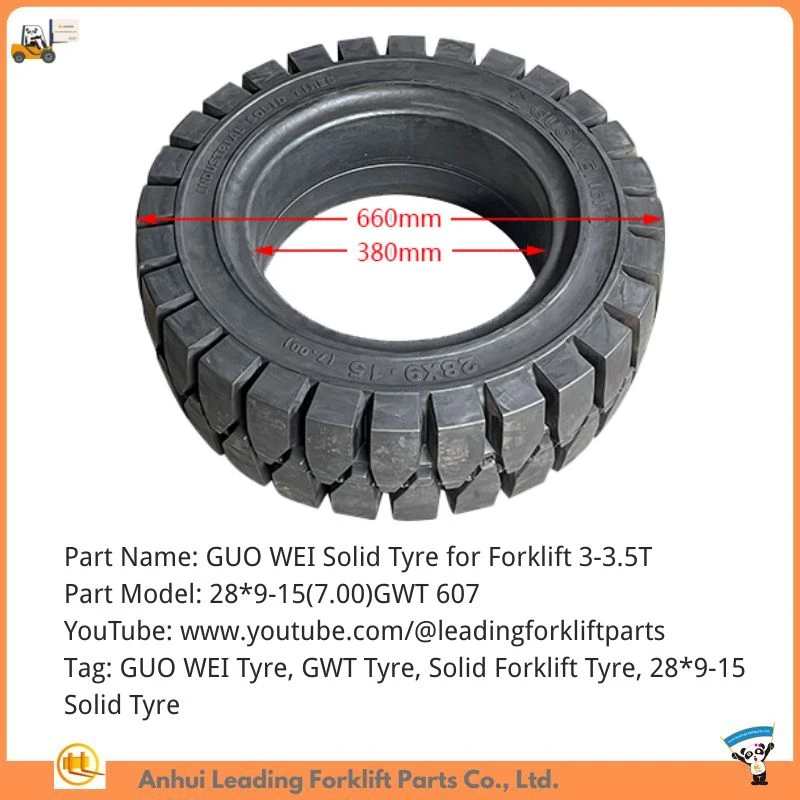 GUO WEI Forklift Tyre | 28*9-15(7.00) GWT 607 Solid Forklift Tyre | GWT Solid Rubber Forklift Tires